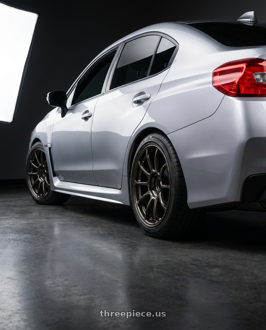 2018  SUBARU  WRX with Volk Racing ZE40 5x114.3 18x8.5+35 Diamond Dark Gunmetal wheels rear three quarter view square tires