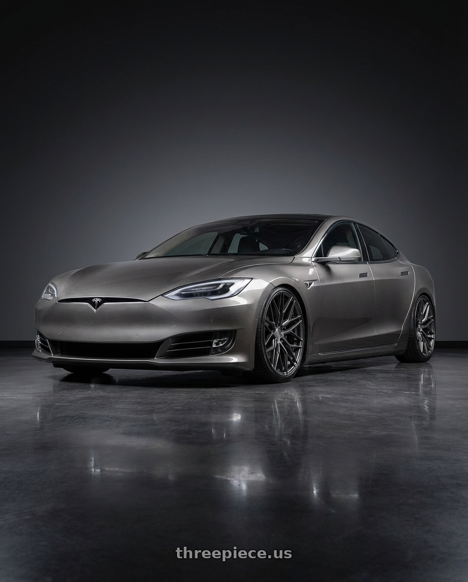 2018 Tesla Model S with Avant Garde Wheels M520R 5X120 21x12 +52 Dark Graphite Metallic wheels