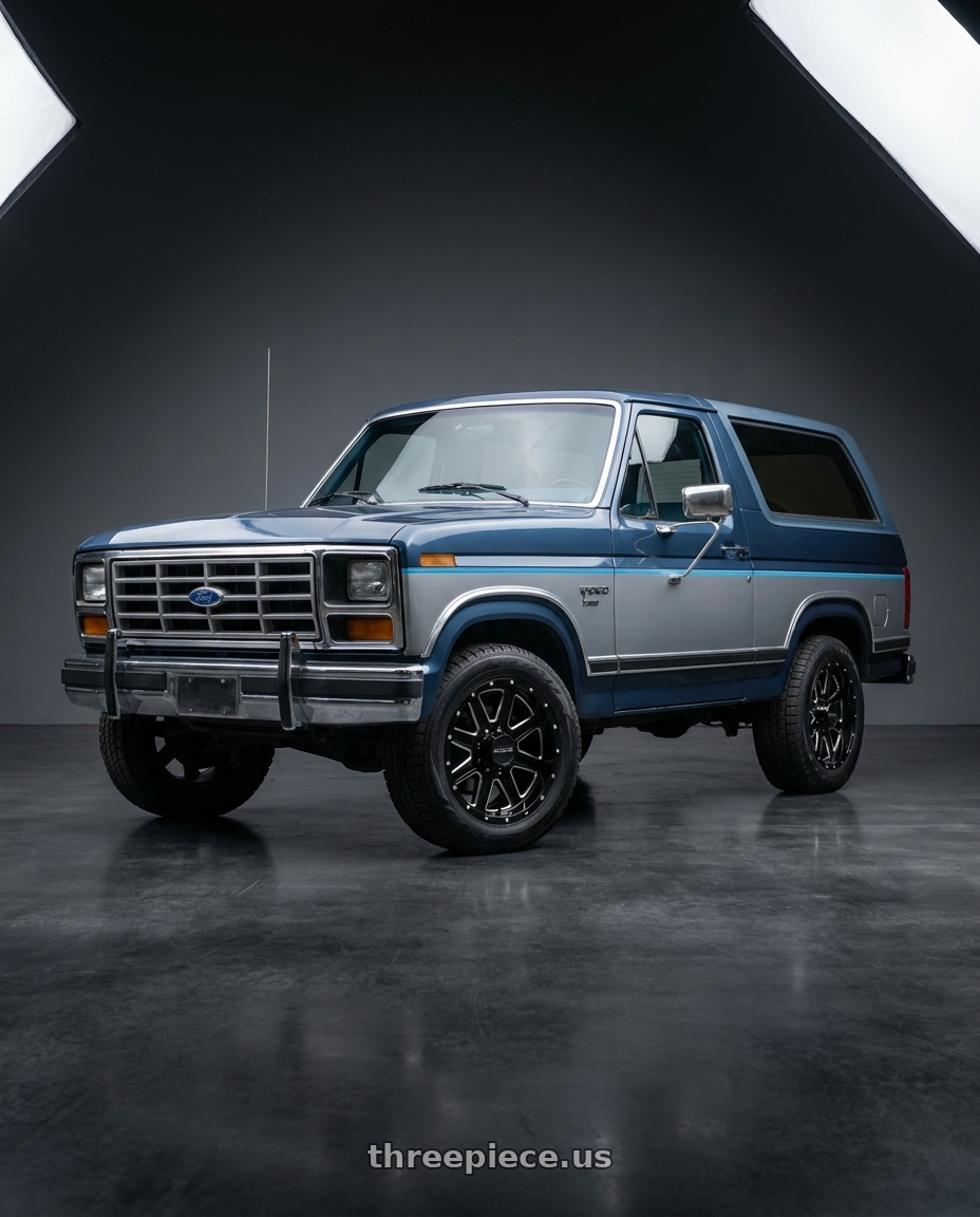 1986 ford bronco xlt with Raceline 940M Hostage 5x139.7 16x8 0 Black and Milled wheels
