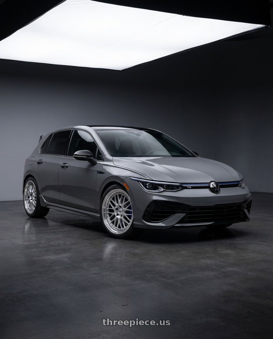 2026 Volkswagen Golf R Graphite with Work Meister M1 3p 5x112 18x8.5+45 O Disk Silver wheels