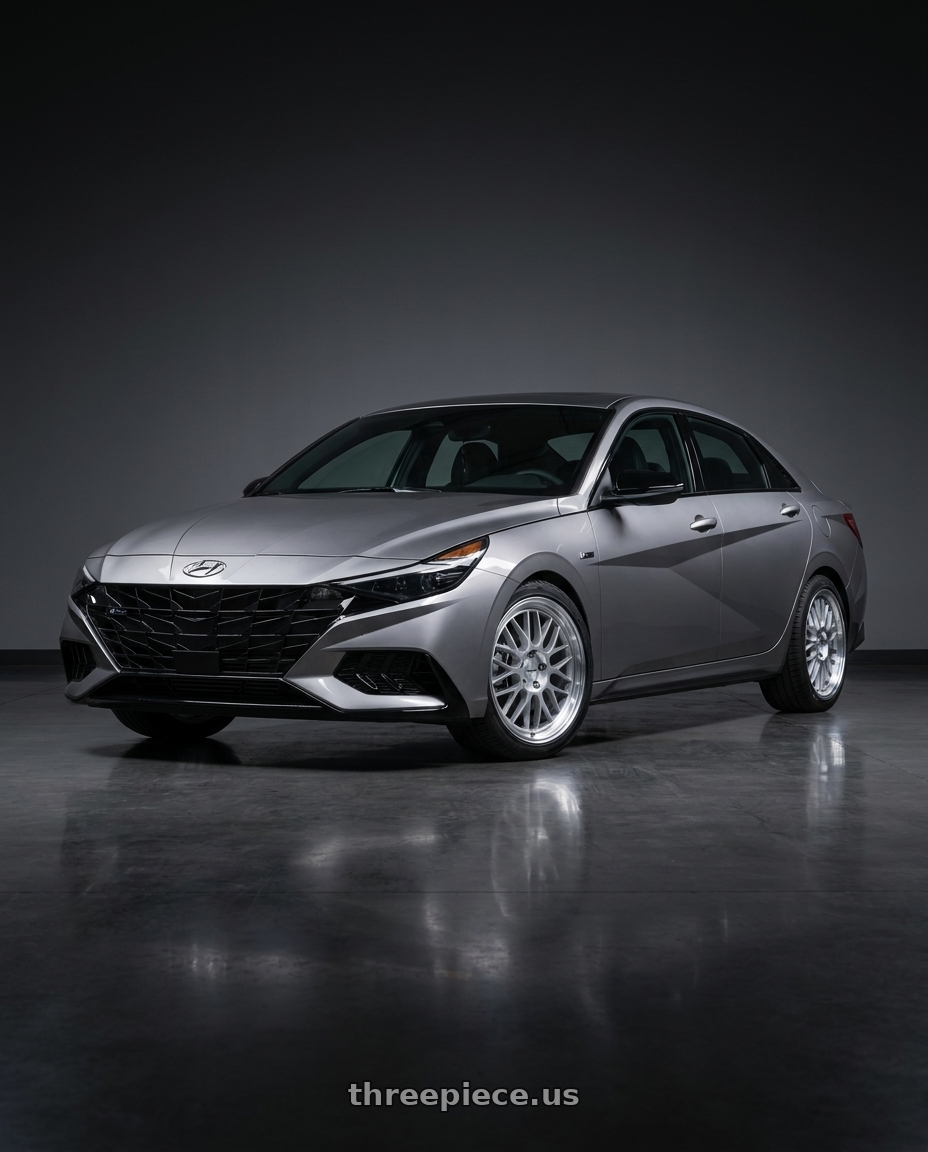 2023 Hyundai Elantra n line with KATANA RACING KR06 5x114.3 18x8 +40 Glossy Silver Machine Lip wheels
