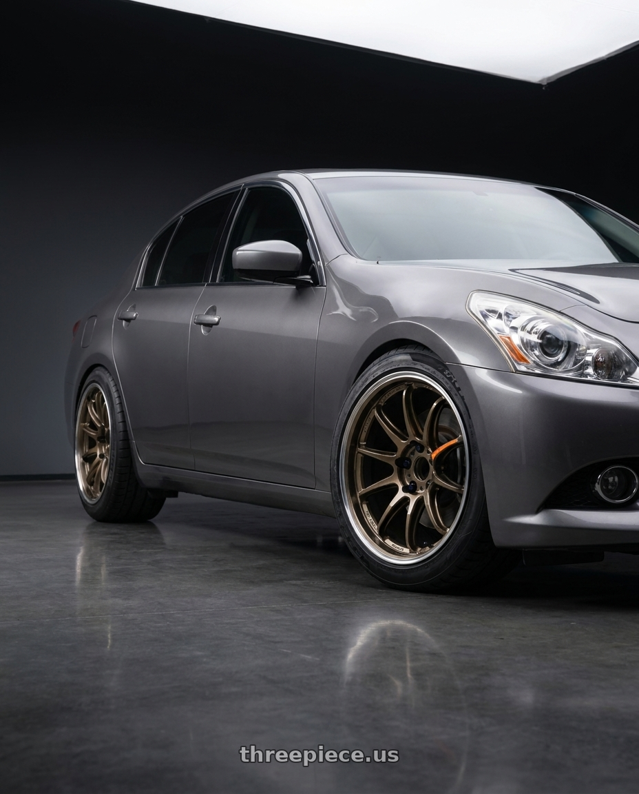 2012 infiniti g37 with Work Emotion Zr10 5x100 18x10.5 +22 Titanium Diamond Lip Cut wheels