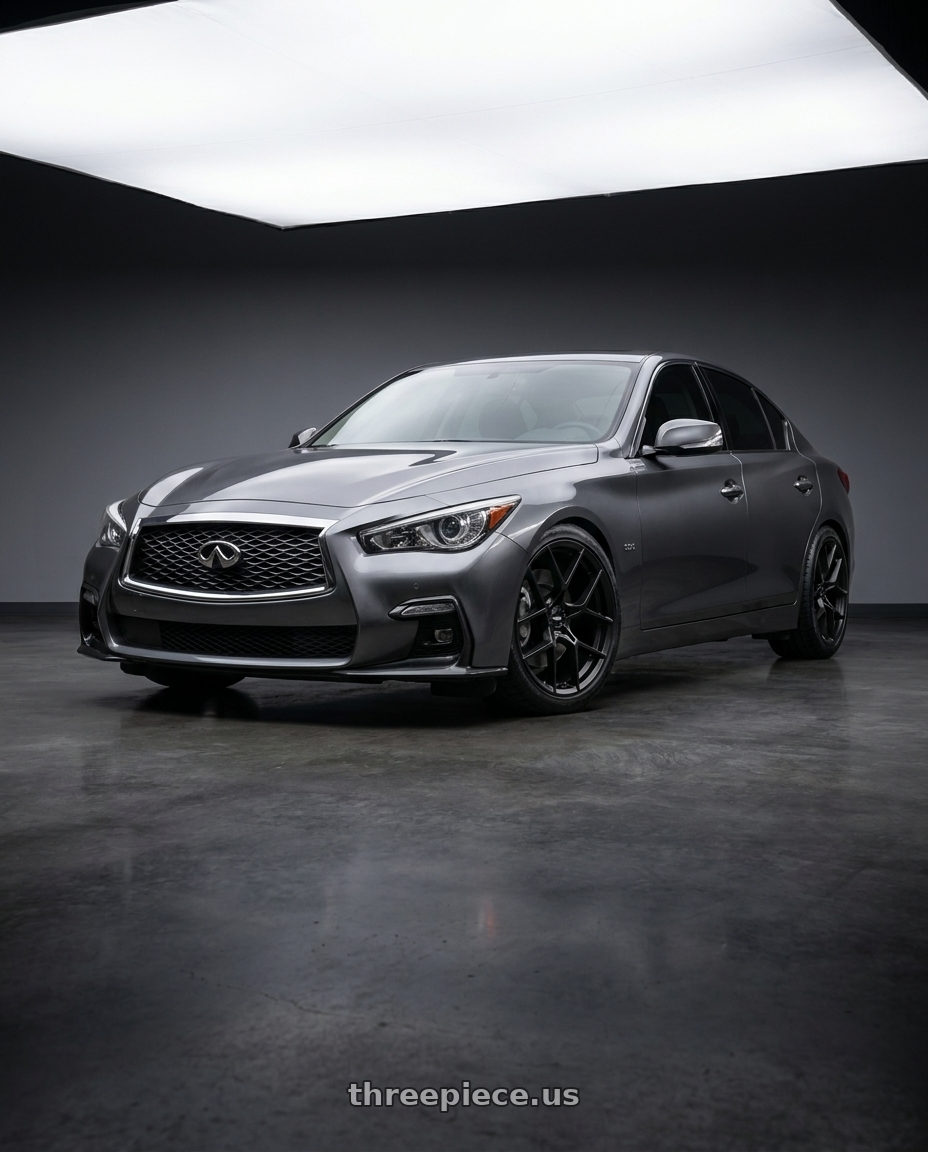 2021 Infiniti Q50 Red Sport with American Racing AR924 CROSSFIRE 5X114.3 20X10.5 +45 SATIN BLACK wheels
