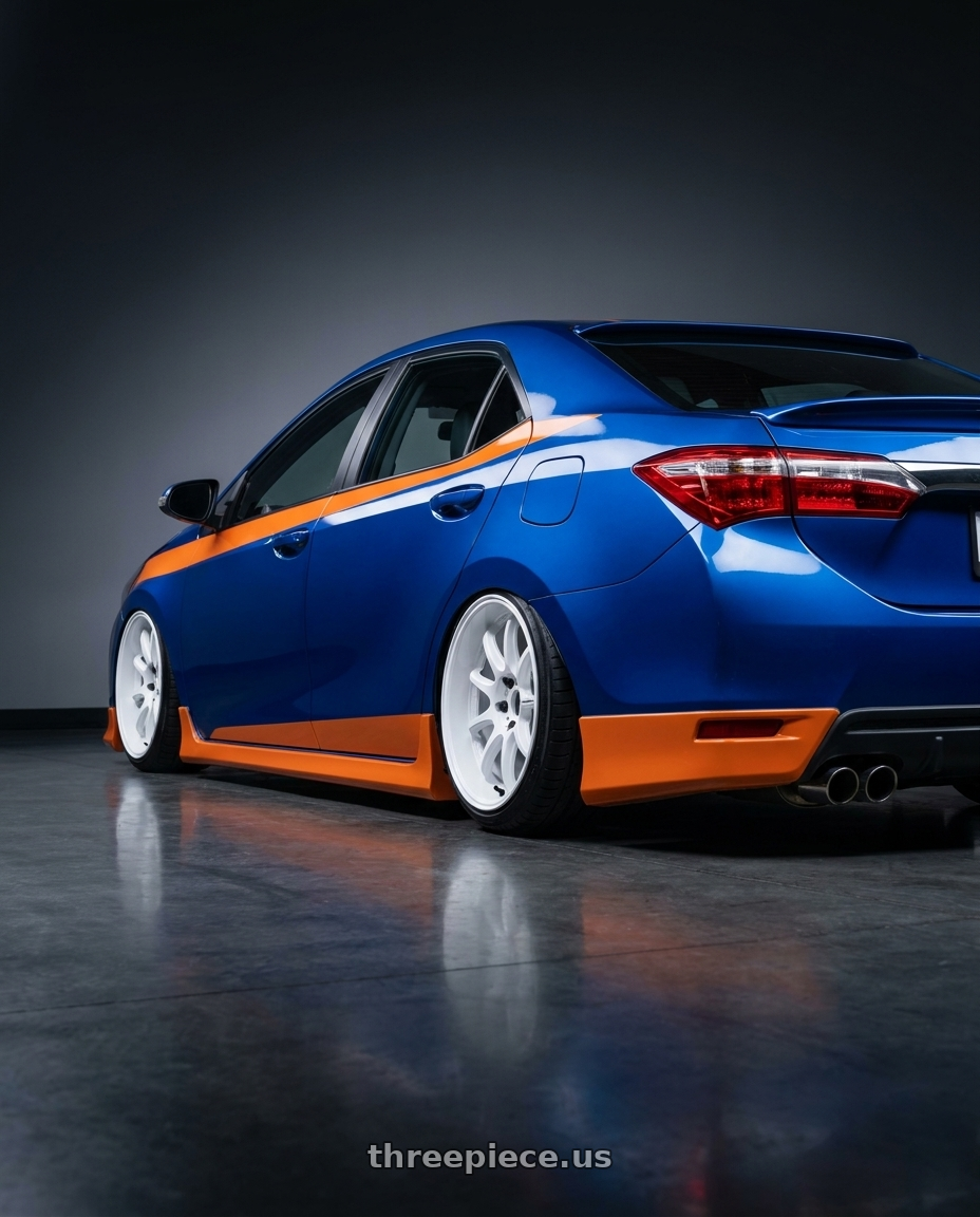2015 Toyota altis with Work Emotion D9r 5x100 19x9.5 +23 White wheels rear three quarter view slight stretch tires