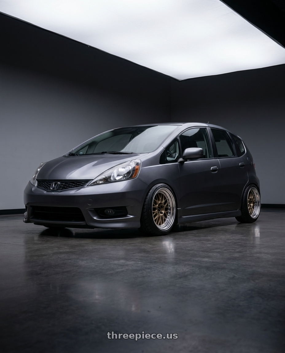 2012 Honda fit sport with Work Meister M1 3p 4x100 16x7+38 W Disk Titanium Gold wheels