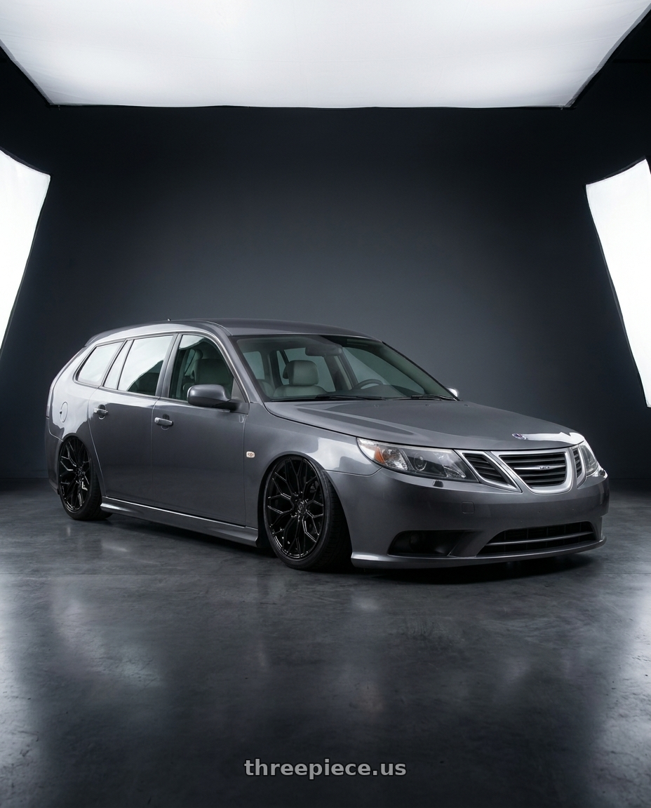 2010 Saab for fun with DOLCE PERFORMANCE PISTA 5x114.3 20x8.5 +38 Gloss Black wheels