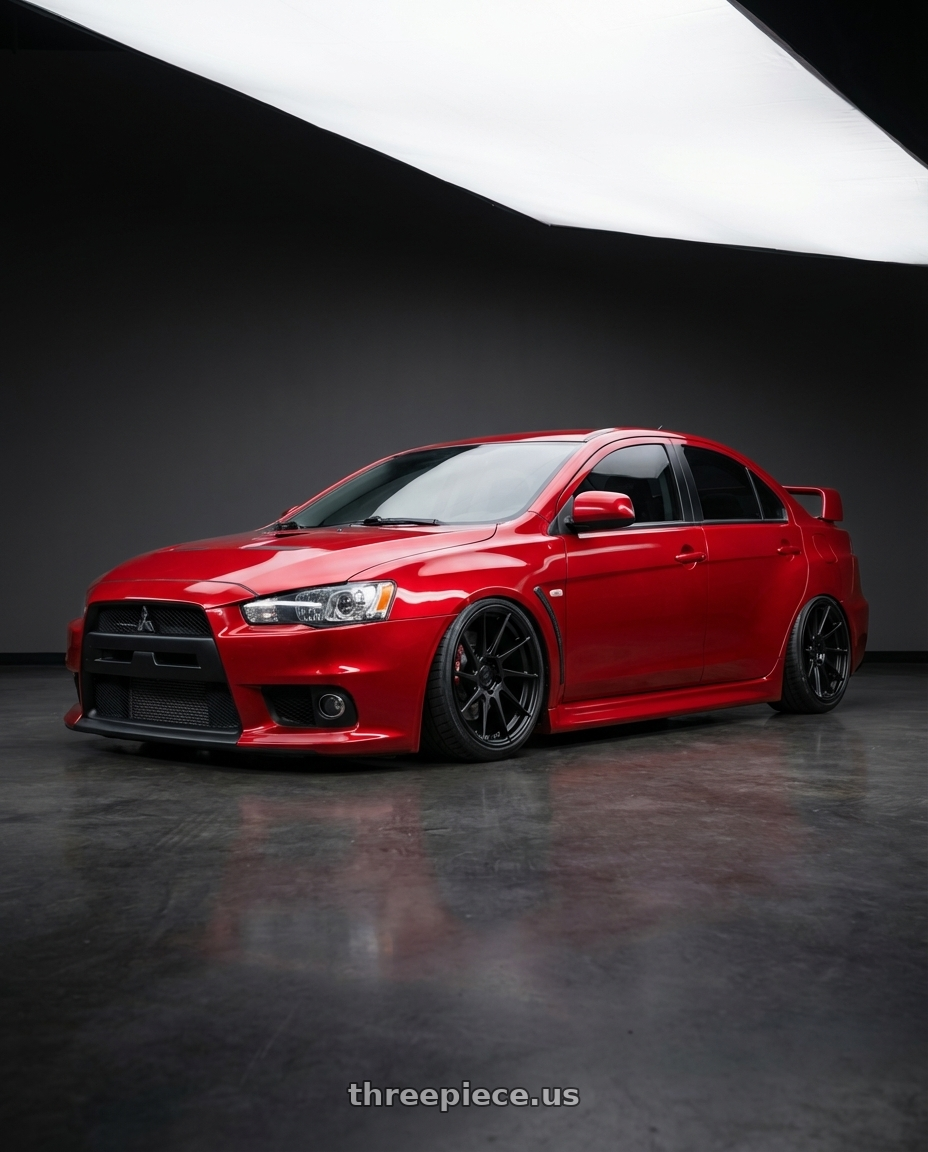2012 Mitsubishi Lancer Evo X with Aodhan AH09 5x114.3 18x8.5 +35 Matte Black wheels