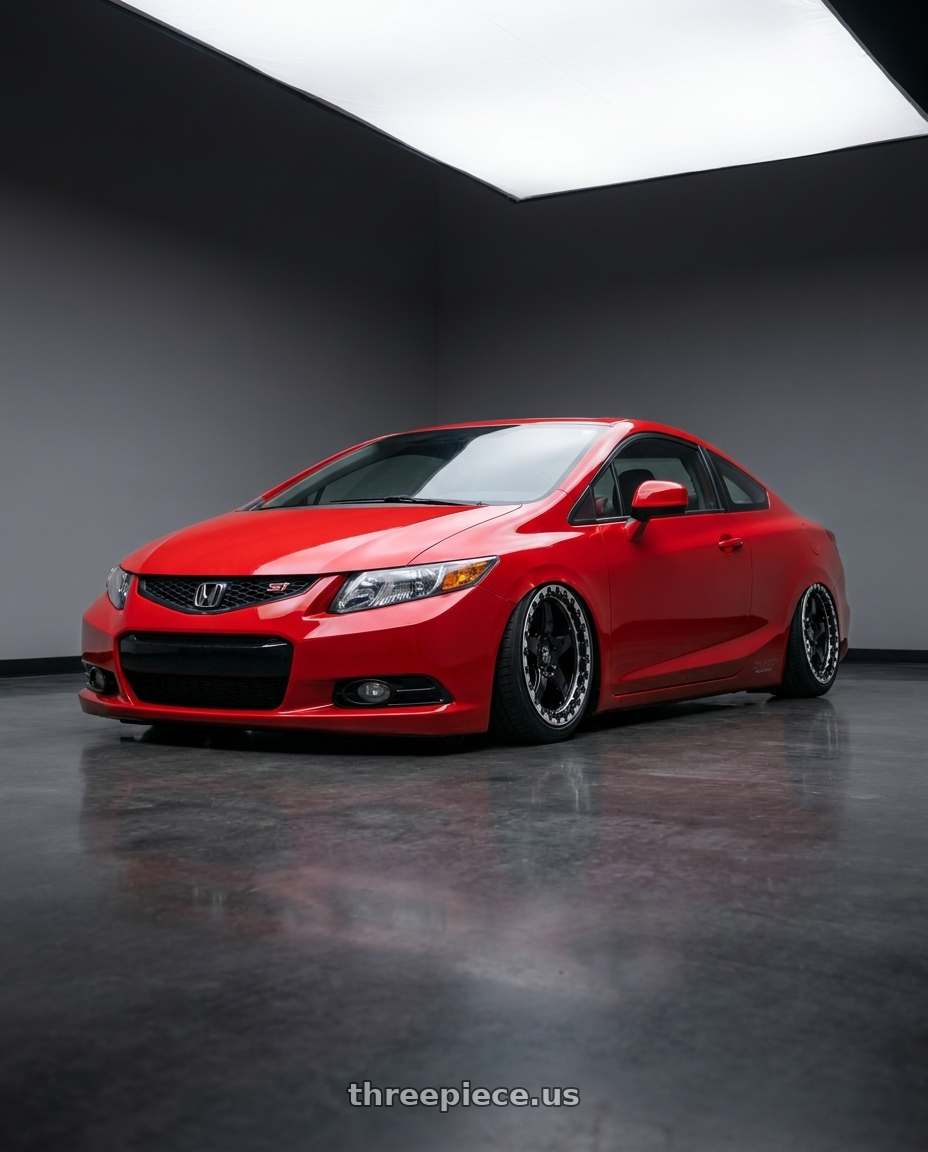 2011 Honda Civic Si with Forgestar D5 Beadlock 5x114.3 17x10 0 Gloss Black Machined wheels