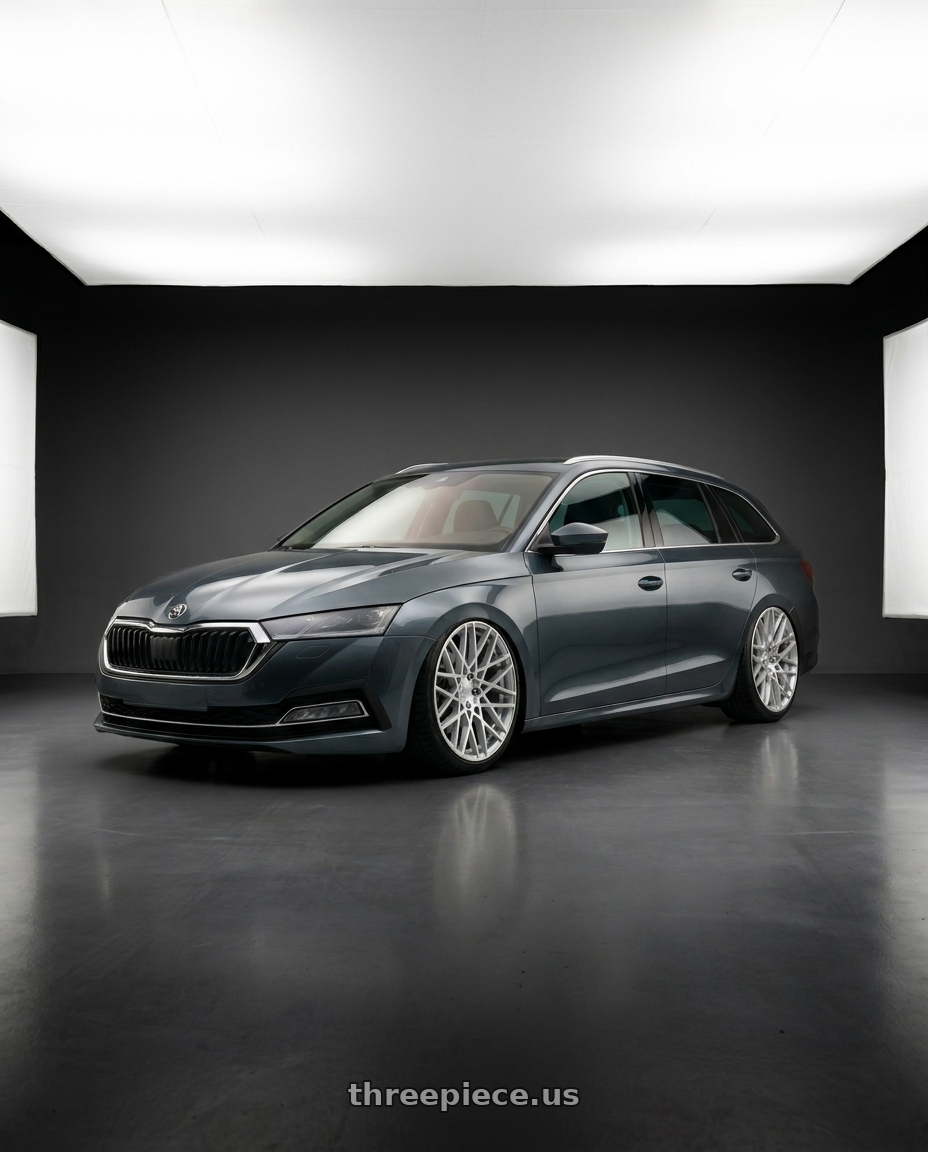 2022 Koda octavia combi with Rotiform 1PC R110 BLQ 5X112 19X8.5 +35 GLOSS SILVER MACHINED wheels