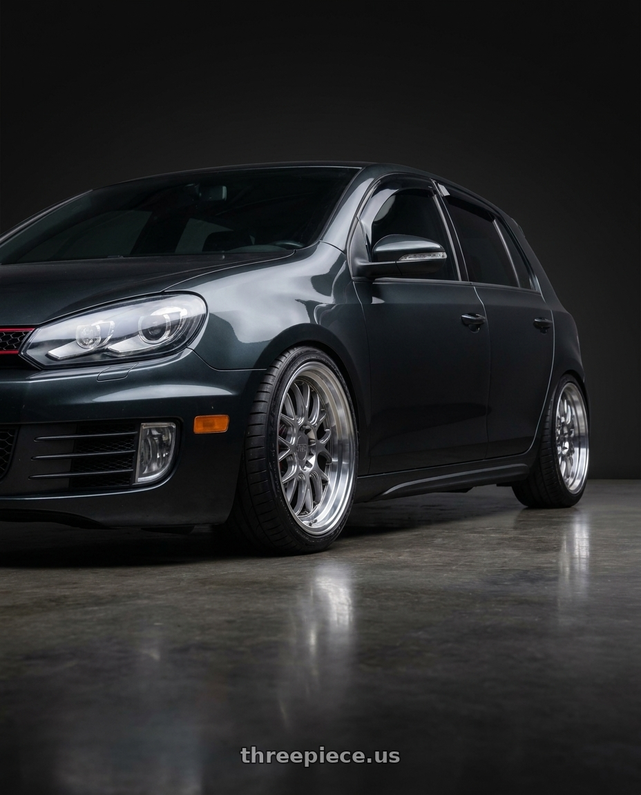 2012 Volkswagen gti with F1R F21 5x112/5x114.3 18x8.5 +45 Hyper Black/Polish Lip v2 wheels