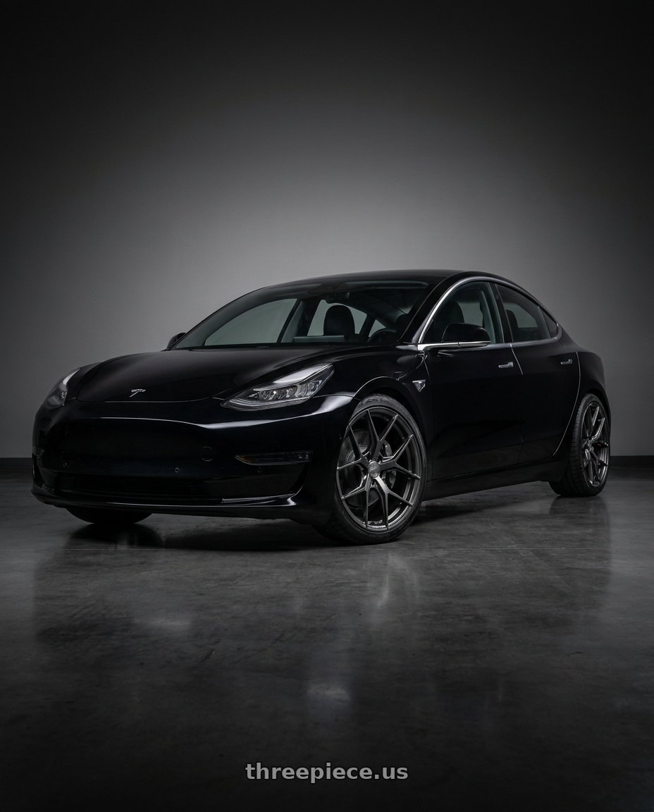 2019 tesla 3 performance with Avant Garde Wheels M580R BLANK 20x9 +BLANK Dark Graphite Metallic wheels