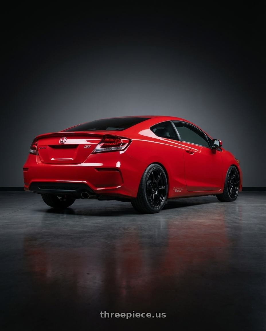 2011 Honda Civic Si with Advan RGIII 5x114.3 17x9.0+45 Gloss Black wheels rear three quarter view square tires