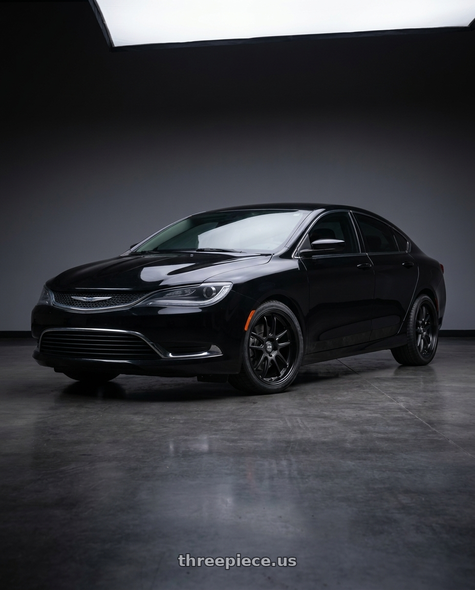 2016 Chrysler 200 LX Black with ESR Wheels APX8 5x110 18x10.5 +22 Matte Black wheels