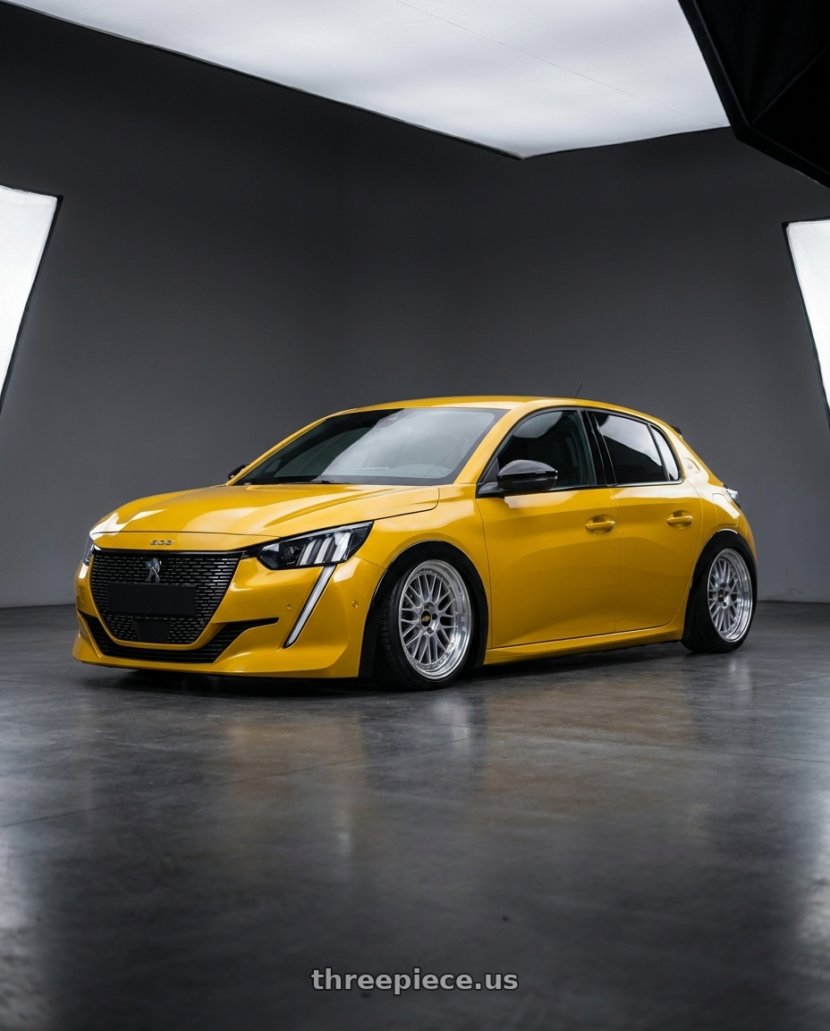 2021 Peugeot 208 with BBS LM 5x120 17x8.5+18 Diamond Silver wheels