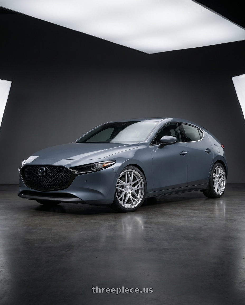 2020 Mazda 3 with Work Gnosis Cvx 5x114.3 19x8.5+38 H Disk Matte Silver wheels