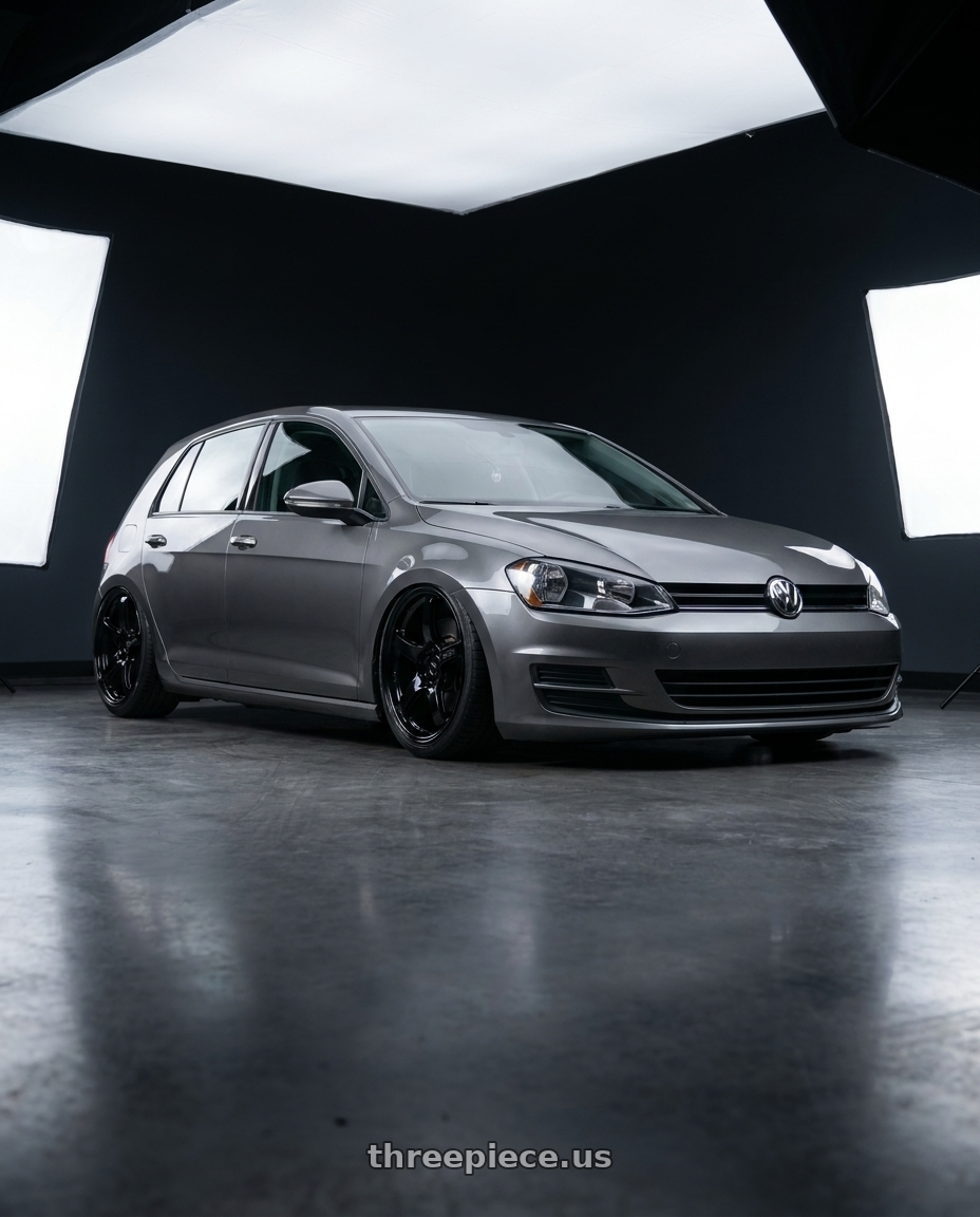 2019 Volkswagen GTI MK7 with Gram Lights 57CR 5x112 19x10.5+22 Glossy Black wheels