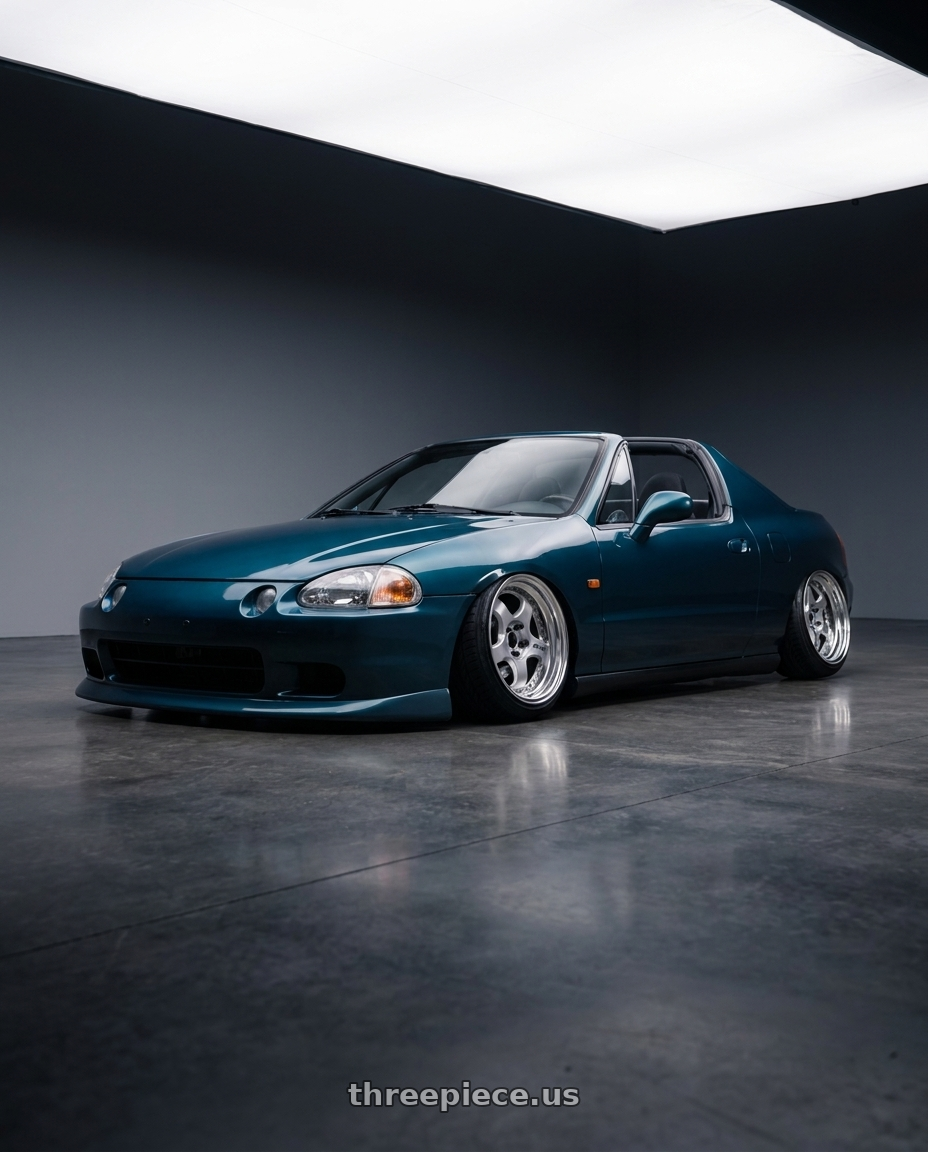 1993 honda del sol with Work Meister S1 2P 4x100 15x6.5+38 A Disk Silver wheels