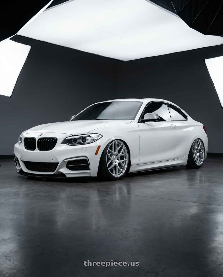 2018 BMW 2 Series F22 with Aodhan AFF2 5x120 19x8.5+35 Gloss Silver Machined Face wheels