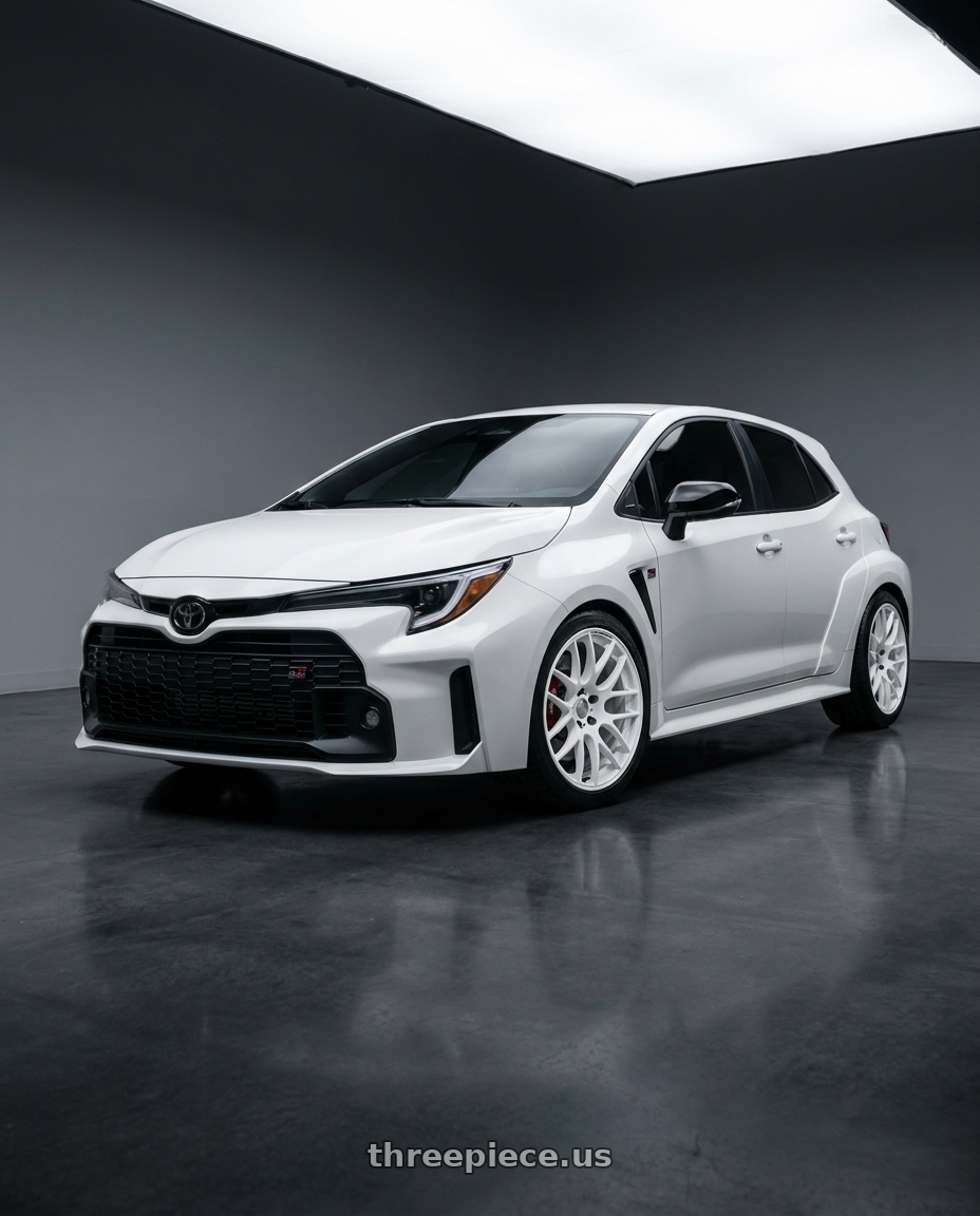 2026 Toyota GR Corolla with Work Emotion m8r 5x114.3 18x8.5 +30 White wheels