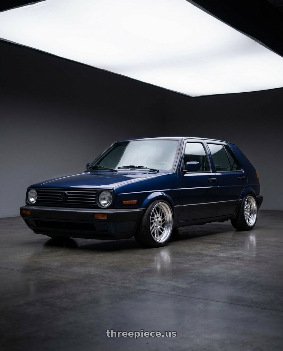 1990 vw golf mk2 hatchback 5 doors , dark blue with Heritage Wheel FORMULA-DIR wheels