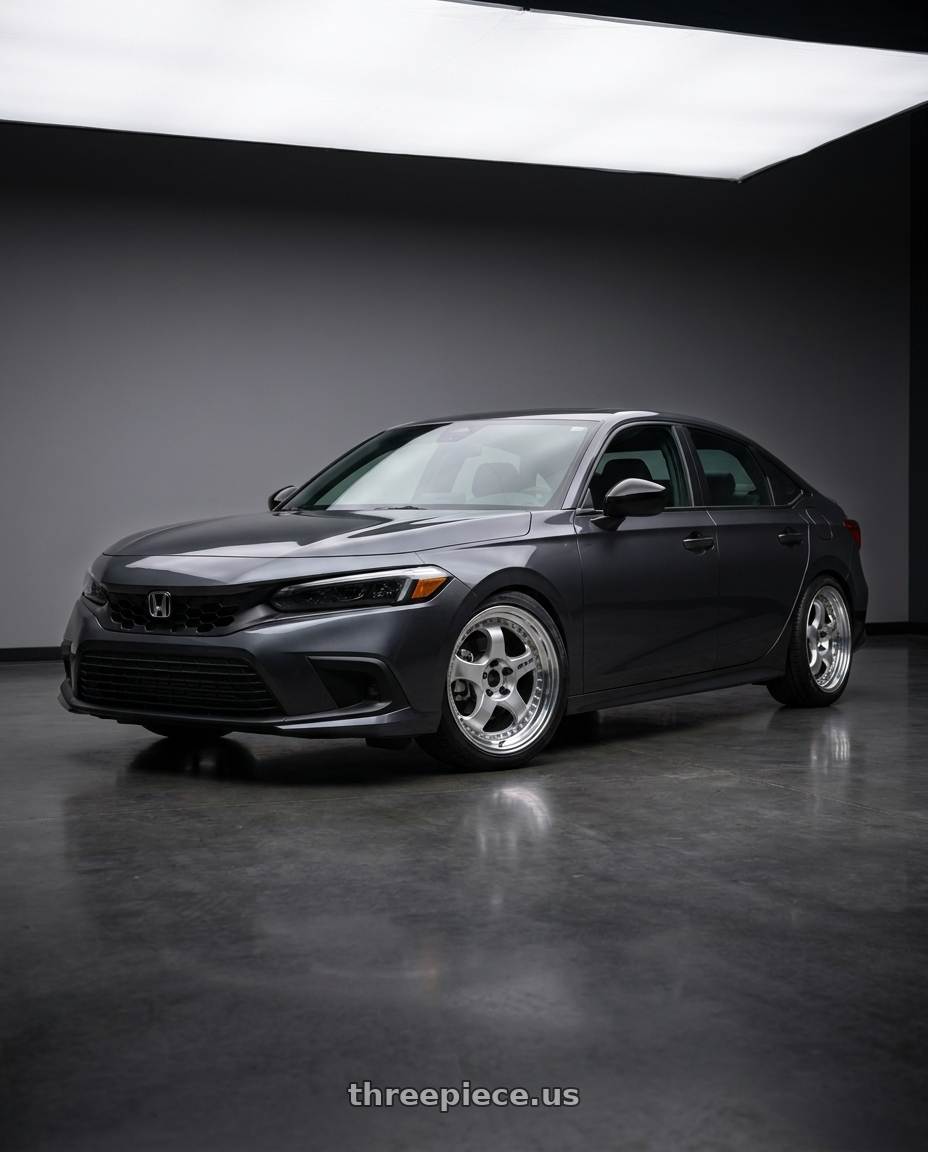 2026 Honda civic sport  with Work Meister S1 3P 5x114.3 19x8+42 O Disk Silver wheels
