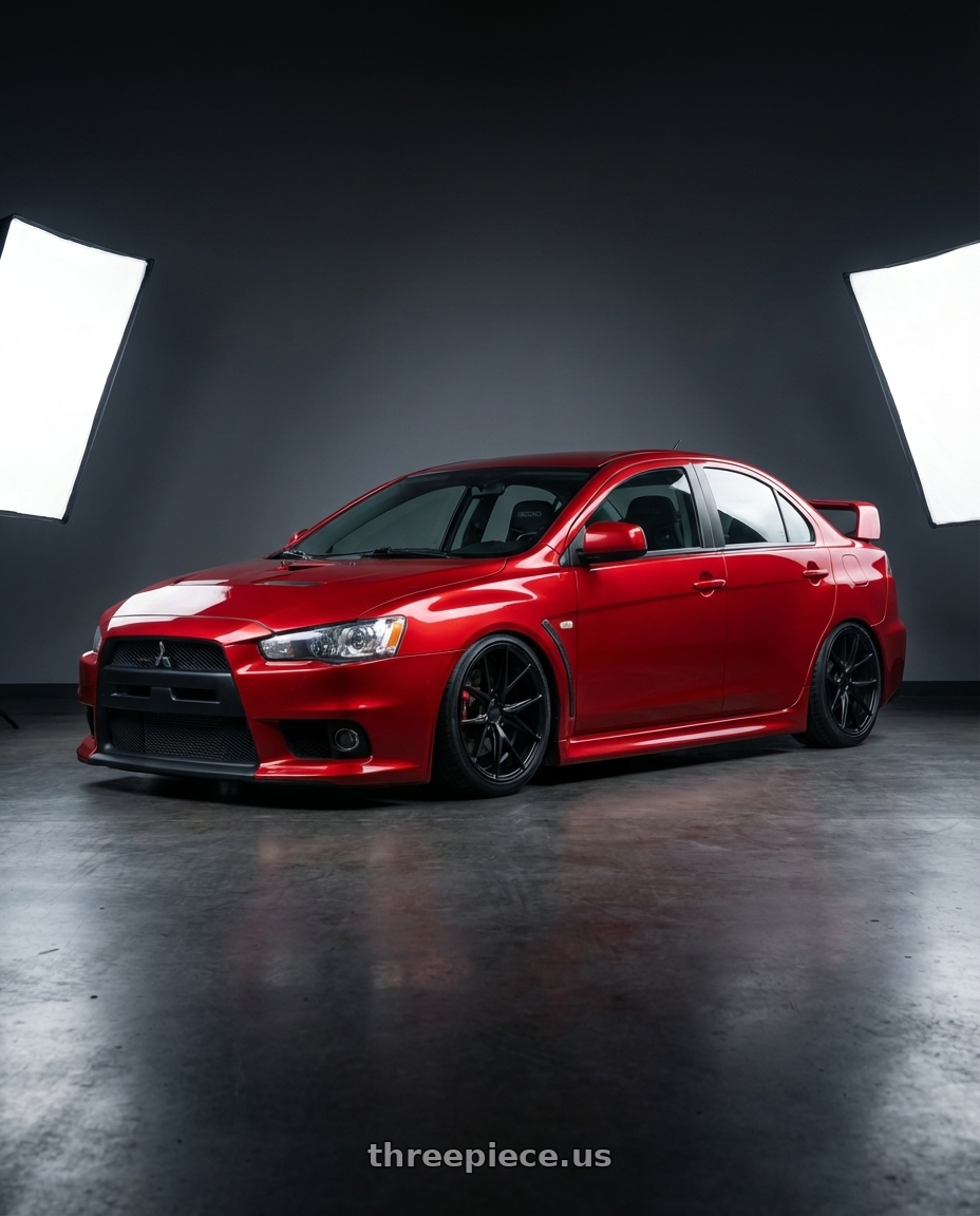 2012 Mitsubishi Lancer Evo X with Niche 1PC M117 MISANO 5X114.3 18X8 +42 MATTE BLACK wheels