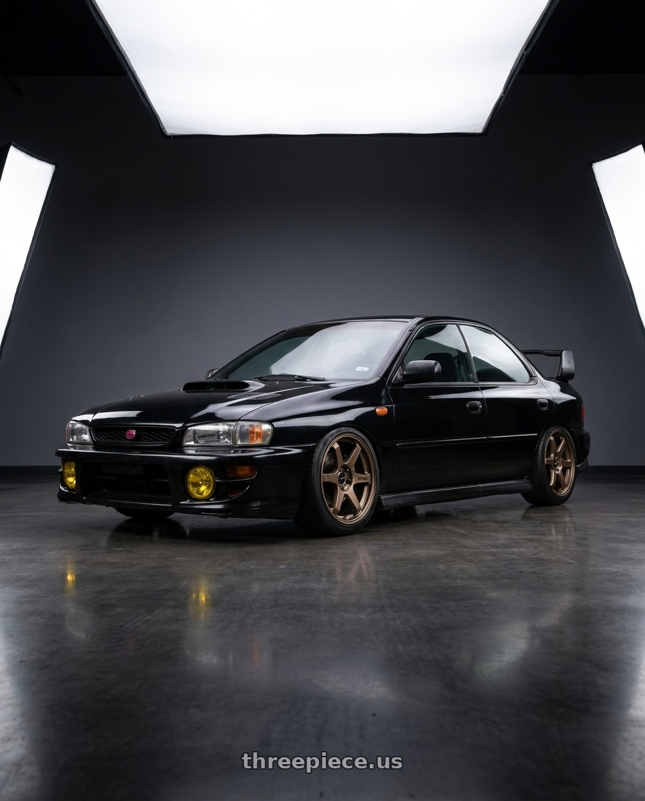 1998 Subaru Impreza GC8 with Enkei T6R 5x100 17x9+45 Matte Bronze wheels