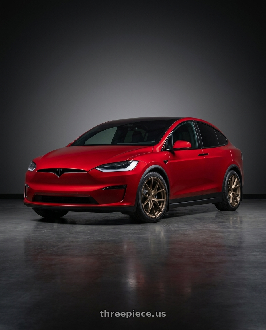 2024 Tesla Model X with Aodhan AFF7 5x120 19x8.5+35 Matte Bronze wheels