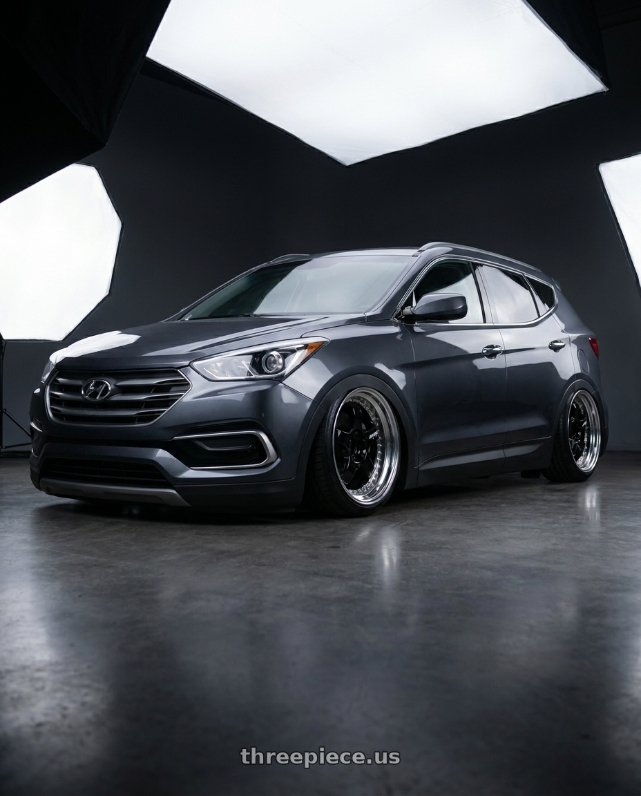 2018 Hyundai santa fe se with Work Meister S1 3P 5x100 18x7+48 A Disk Black wheels