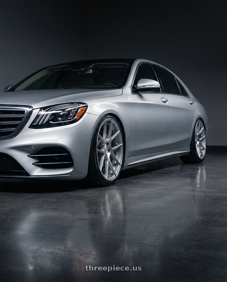 2020 Mercedes S560 4Matic sedan with Avant Garde Wheels M510 5X130 21x9 +45 Satin Silver wheels