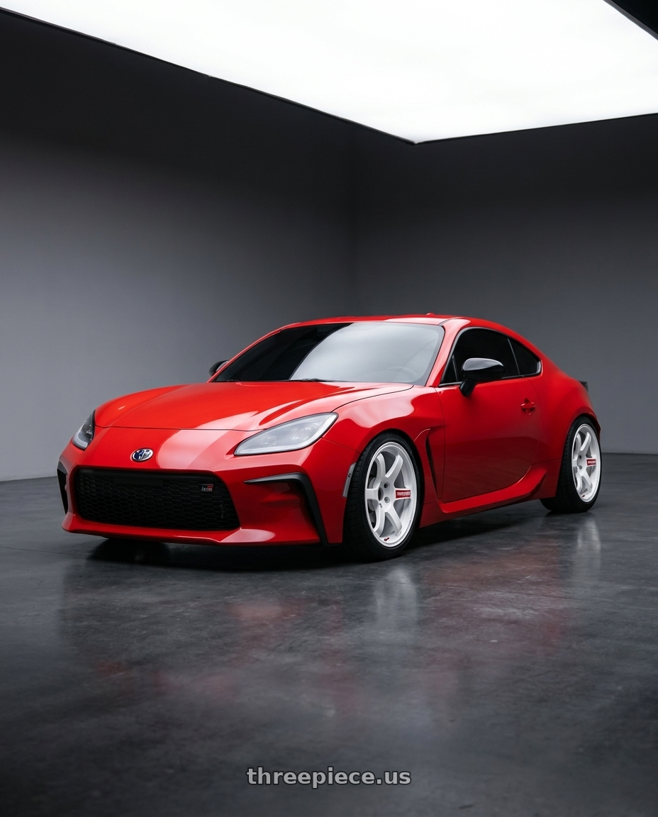 2024 Toyota GR86 Track Red with Volk Racing TE37 SAGA SL 5x114.3 18x9.5 +35 DASH WHITE wheels