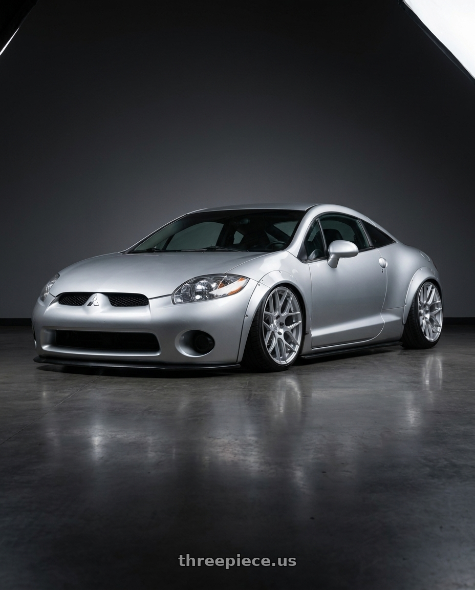 2010 Mitsubishi Eclipse with Aodhan AFF2 5x114.3 19x8.5+35 Gloss Silver Machined Face wheels