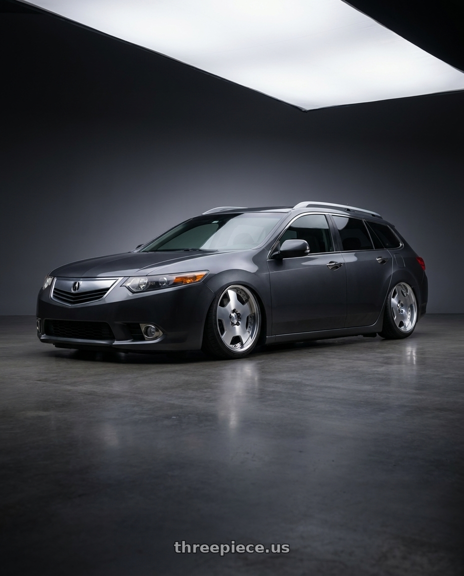 2011 Acura TSX Sportwagon with Work Lanvec Ld1 5x114.3 18x8+22 A Disk Machine Silver Polish wheels