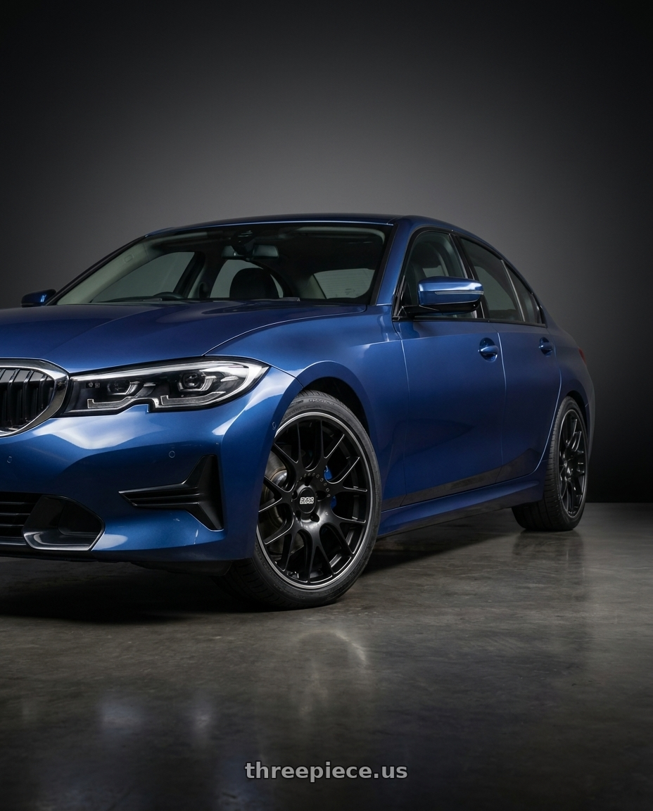 2021 BMW G20 with BBS CH-R 5x112 18x8.5 +47 Satin Black Polished Rim Protector wheels