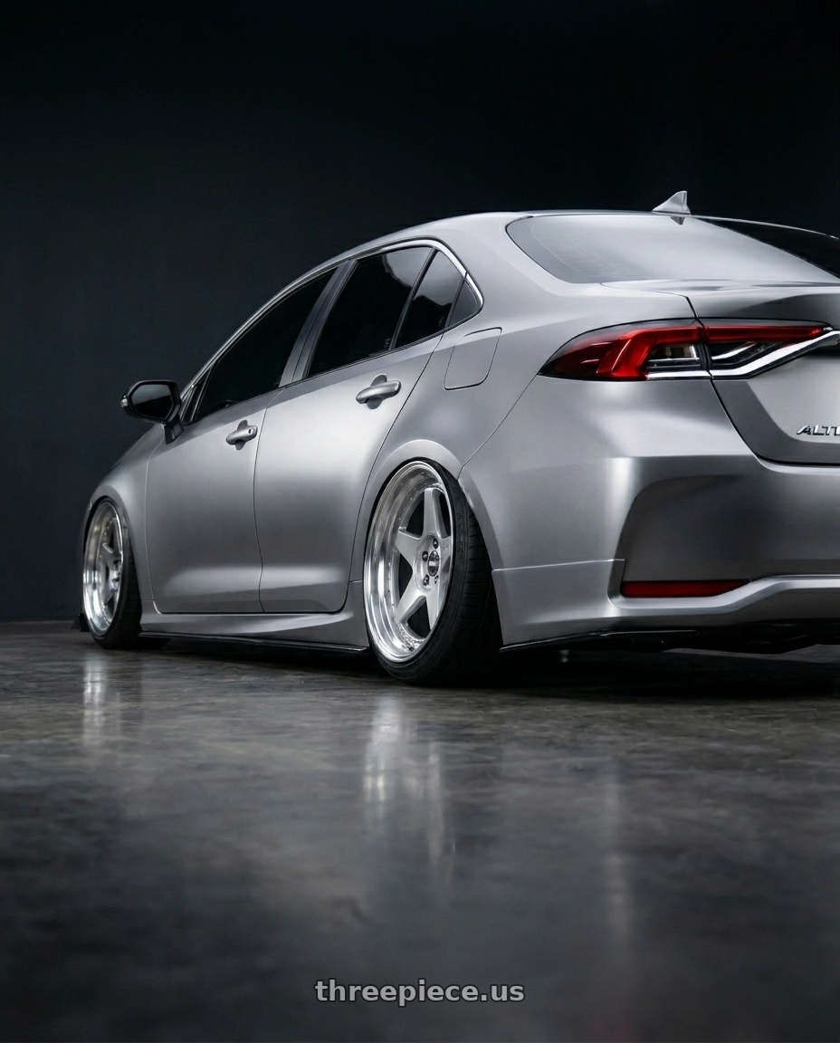 2022 Toyota altis  with ESR Wheels CR SERIES CR5 5x105 18x10.5 +15 Hyper Silver wheels rear three quarter view square tires