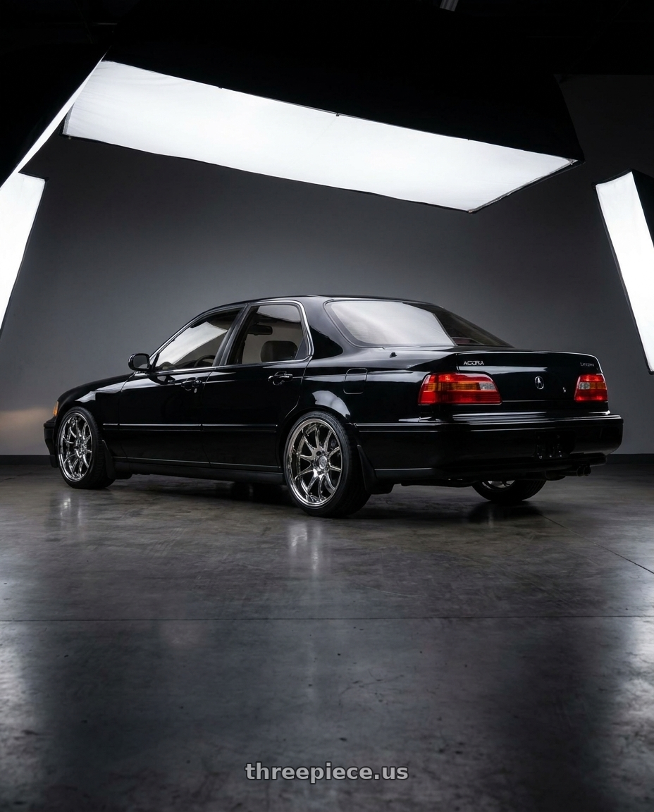1993 Acura Legend with Aodhan DS02 5x114.3 18x9.5+15 Vacuum Chrome wheels rear three quarter view square tires