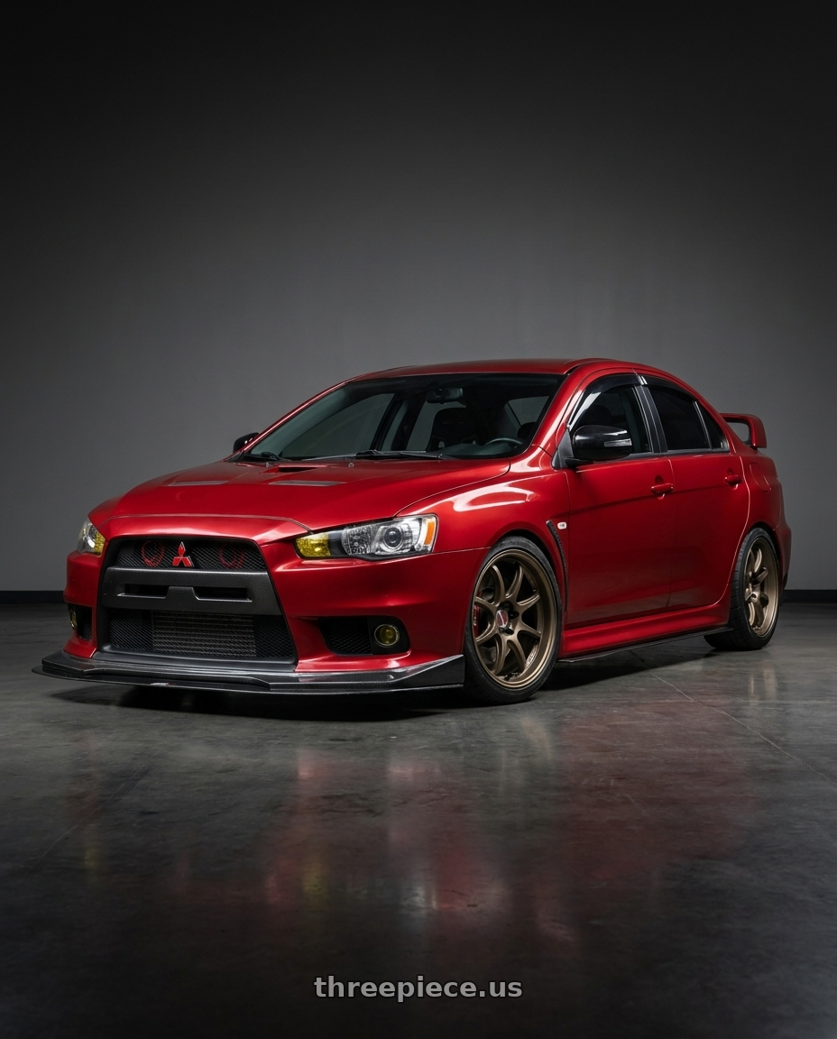 2015 Mitsubishi Laver Evolution X with Work Emotion D9r 5x114.3 18x8.5 +32 Matte Bronze wheels