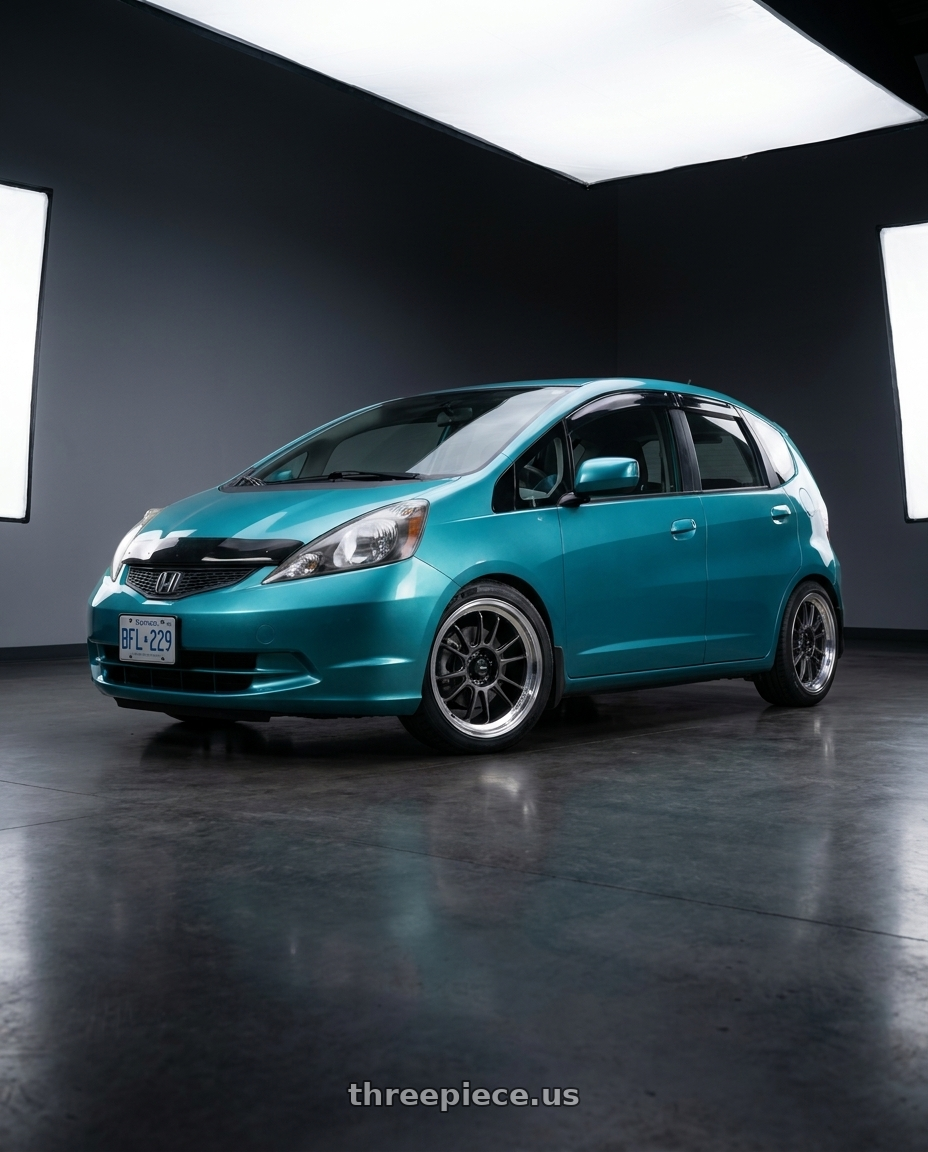 2014 Honda Fit with Konig 47MC Hypergram 4x100 16x7.5 +38 Metallic Carbon Machined Lip wheels