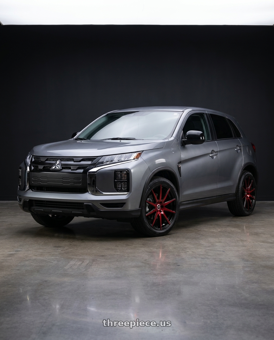 2025 mitsubishi outlander sport 2 with Spec-1 SP-51 5x114.3 / 5x120 18x8 +38 Gloss Black & Red Machined wheels