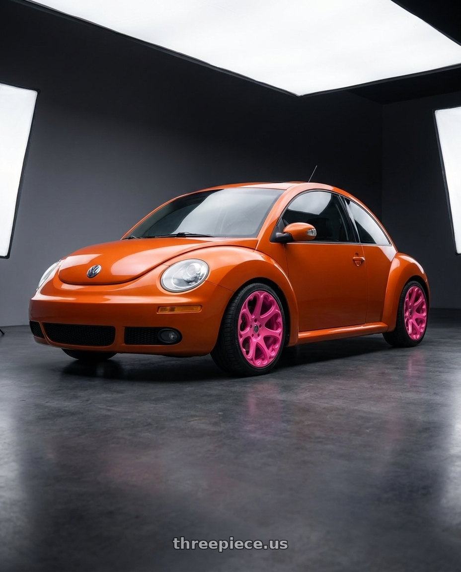 2010 Volkswagen Beetle car will with Heritage Wheel Kokoro Monoc 5X100 18x8.5+35 Pink wheels