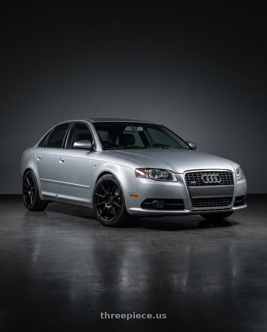 Silver 2005 Audi S4 with Aodhan AH-11 5x112 18x8.5+35 Matte Black wheels