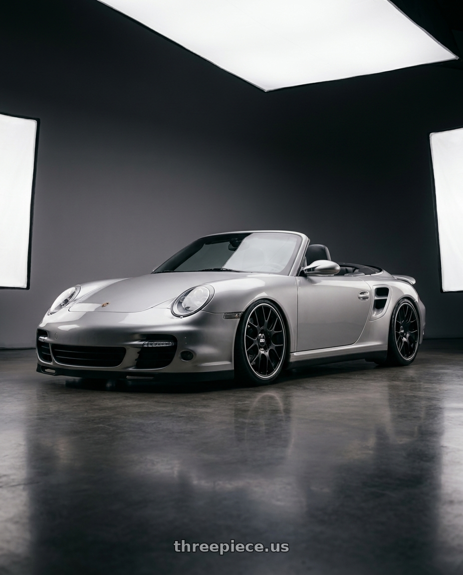 2008 Porsche 911 turbo cabriolet with BBS CH-R 5x130 19x12 +45 Satin Black Polished Rim Protector wheels
