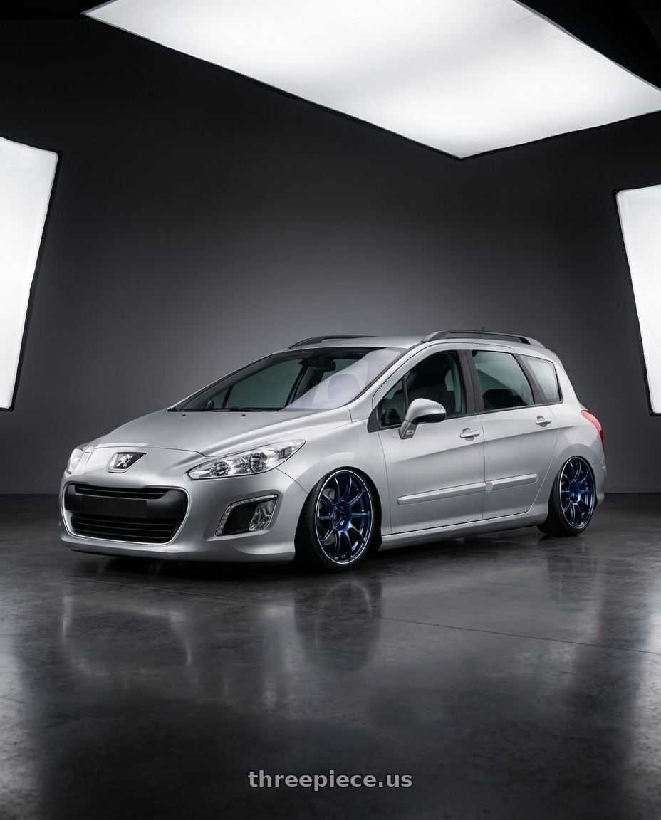 2013 Peugeot 308sw with Advan RZ II 5x114.3 19x10+25 Racing Indigo Blue and Ring wheels