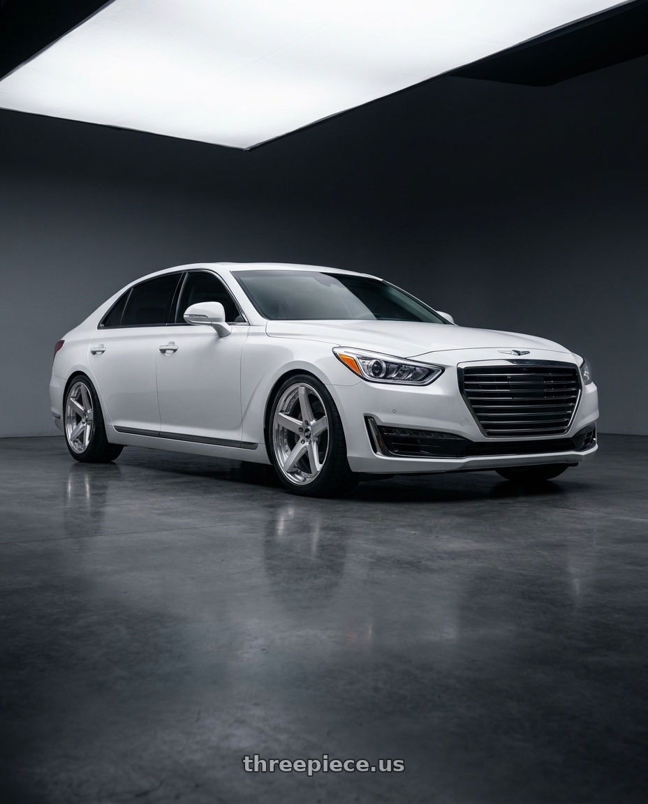 2018 genesis g90 ultimate with Work Zeast St2 5x120.65 20x10+22 S Disk Transparent Grey Polish wheels