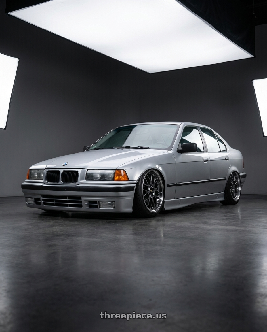 1992 BMW 325i Silver with BBS RS-GT 5x130 18x8.0+50 Diamond Black wheels