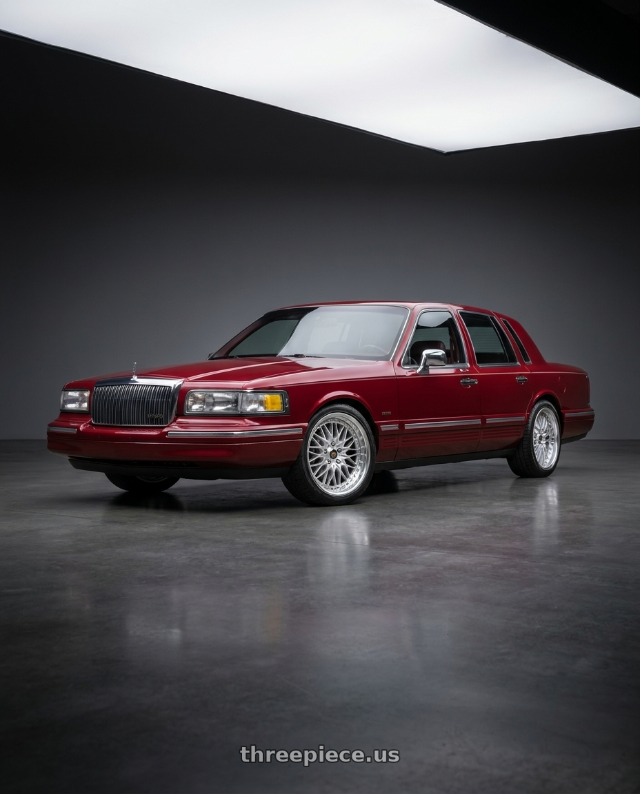 1994 Lincoln Towncar Executive Series with Work Vs-Xv 5x114.3 18x8+21 O Disk Silky Rich Silver wheels