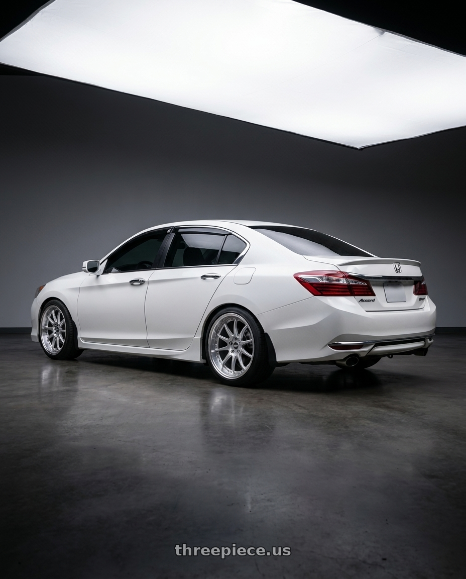 2017 Honda Accord sport with ESR Wheels CS SERIES CS12 5x114.3 19x9.5 +22 Hyper Silver wheels rear three quarter view square tires