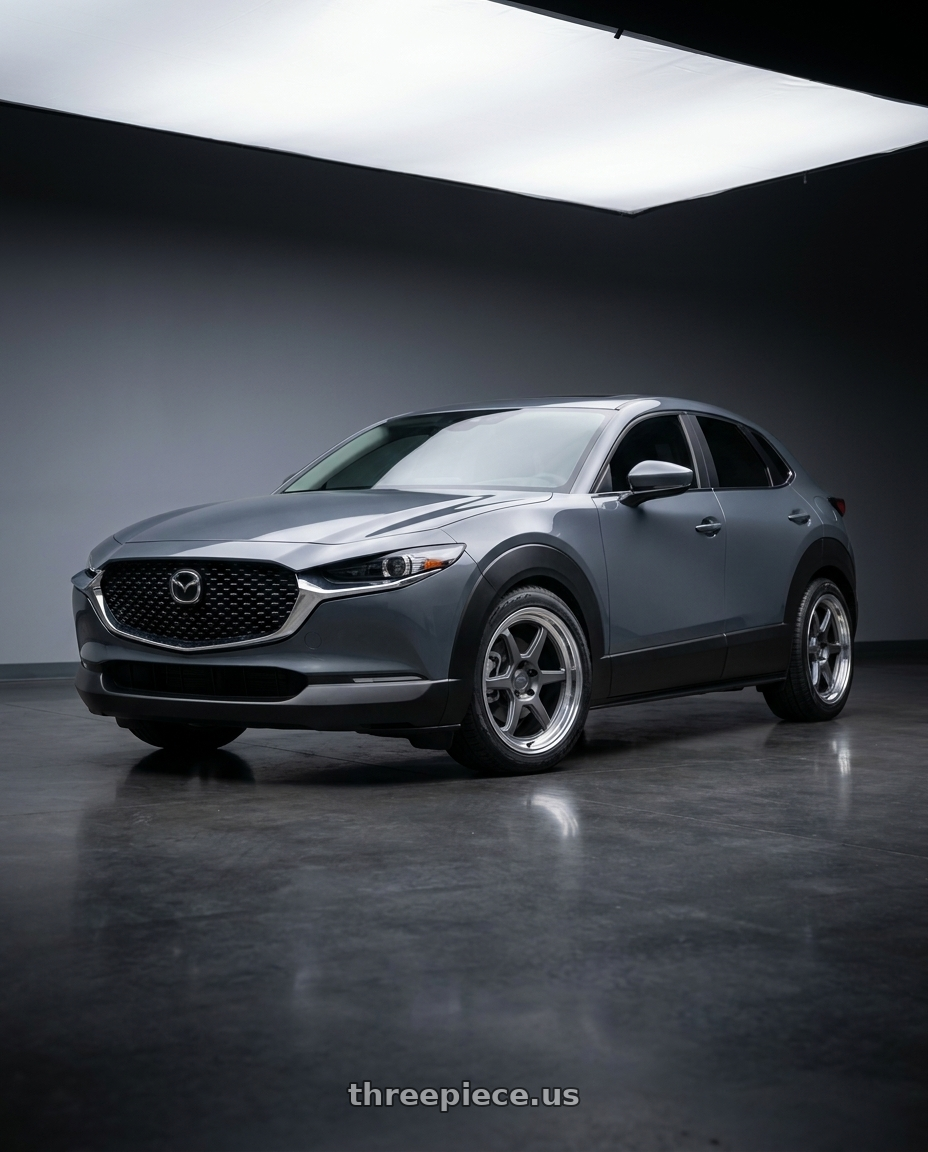 2026 mazda cx30 with Kansei K14G Roku 5x114.3 18x9 12 Grey and Machined Lip wheels