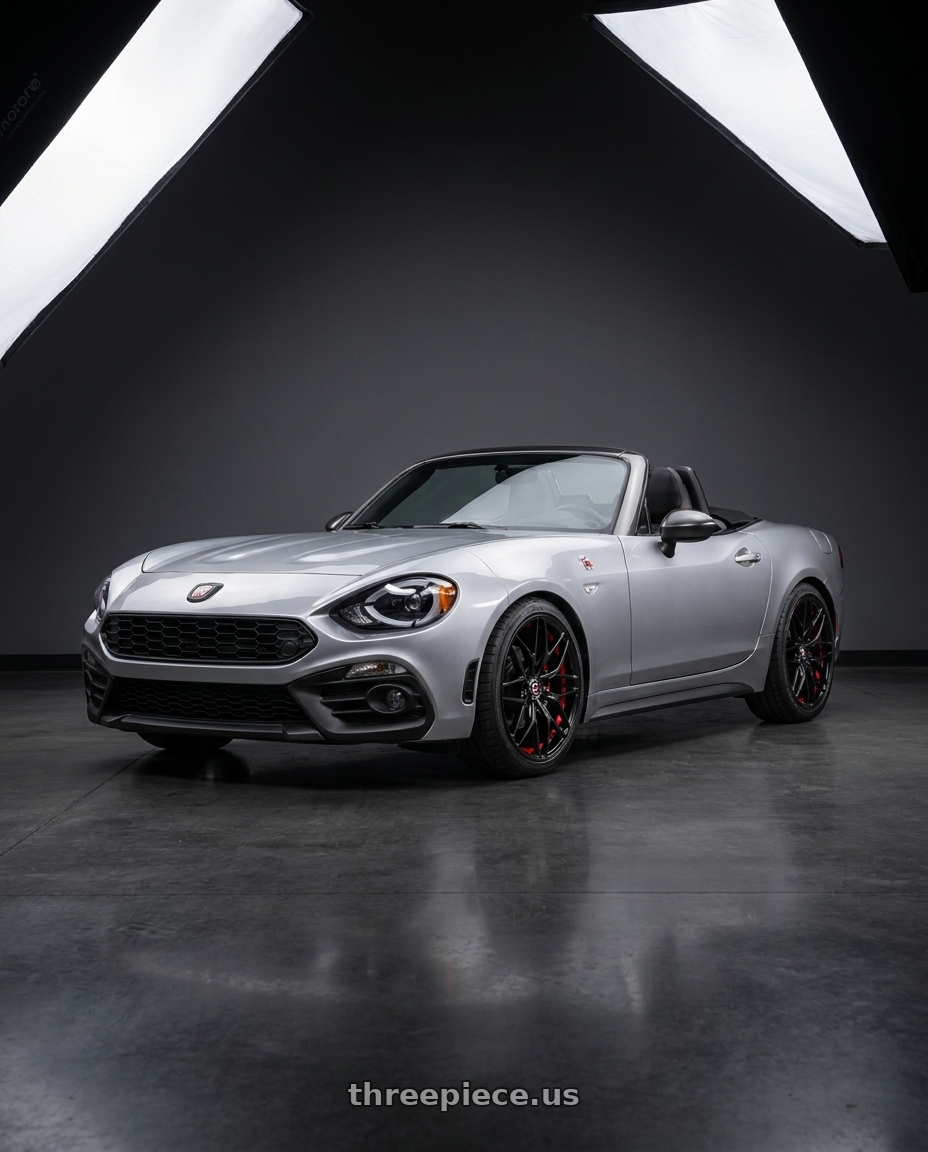2020 Fiat 124 Spider GT with Spec-1 SP-60 4x100/4x114.3 17x7.5 +42 Gloss Black & Red Undercut wheels