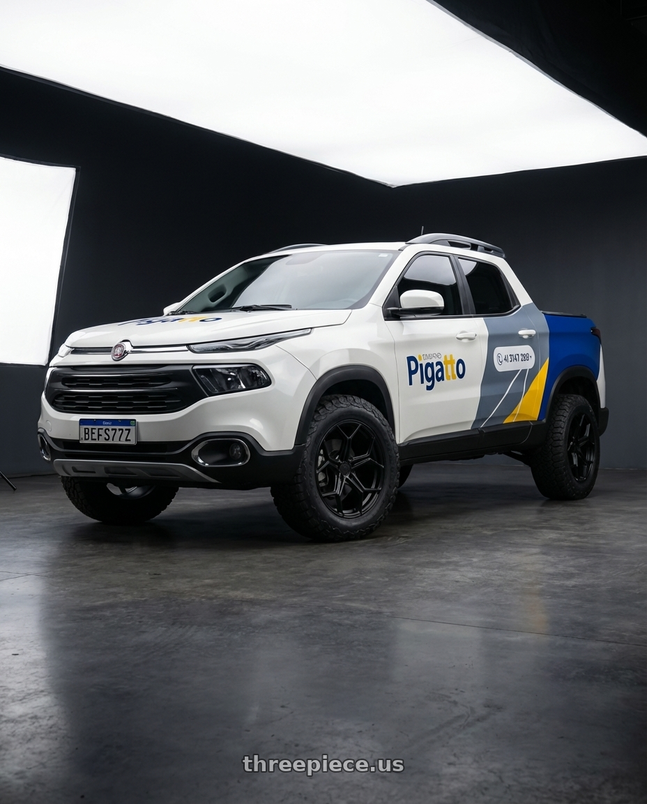 fiat toro 2017 adesivada com logo pigatto with XO HELSINKI 5X120 19X10 +45 MATTE BLACK wheels